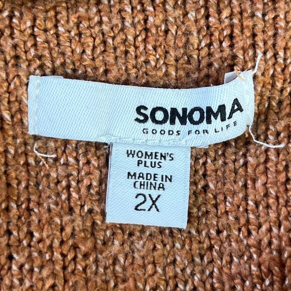 Sonoma Vneck Sweater Womens 2X Rust Brown Color Oversize Winter Fall - Picture 5 of 7